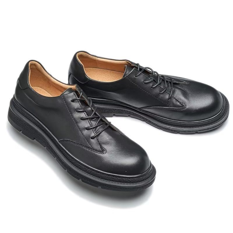 Sapatos Casuais Masculinos Com Dedo Redondo - Preto