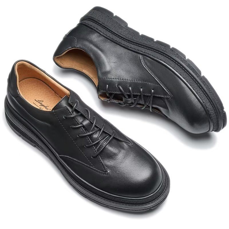 Sapatos Casuais Masculinos Com Dedo Redondo - Preto