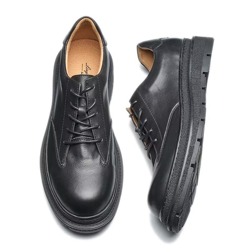 Sapatos Casuais Masculinos Com Dedo Redondo - Preto