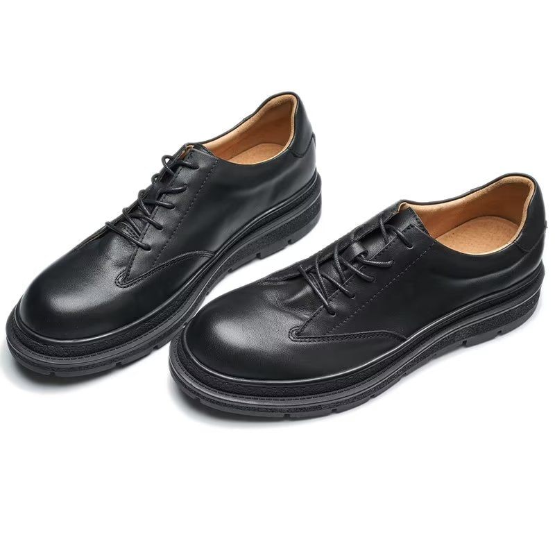 Sapatos Casuais Masculinos Com Dedo Redondo - Preto