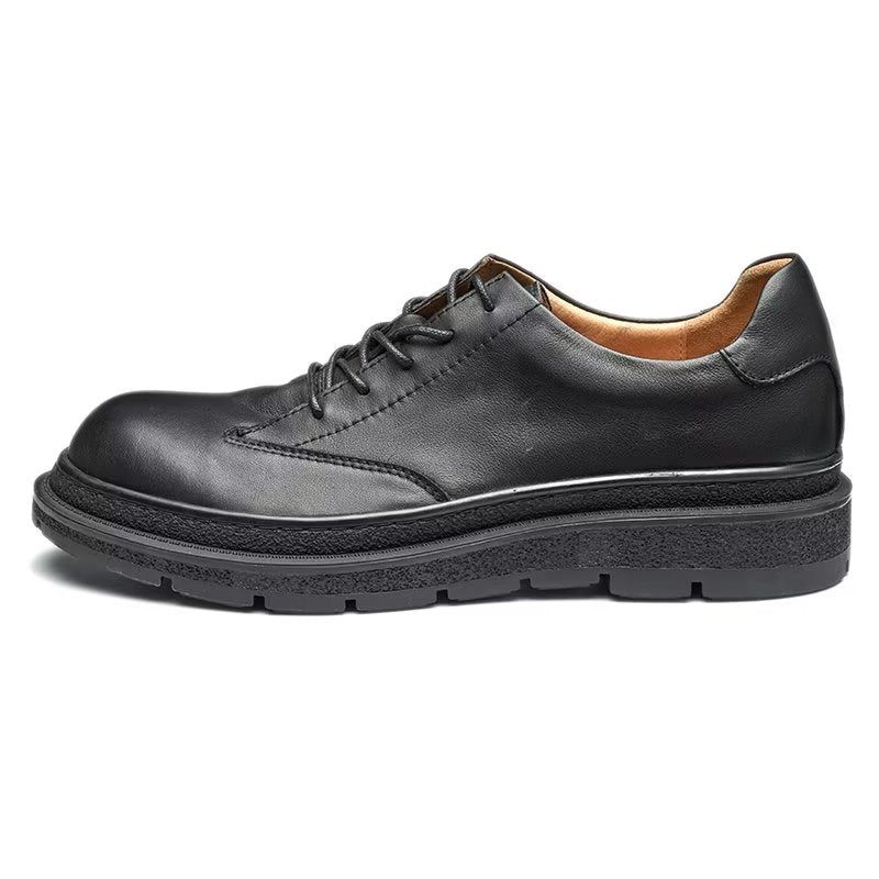 Sapatos Casuais Masculinos Com Dedo Redondo - Preto