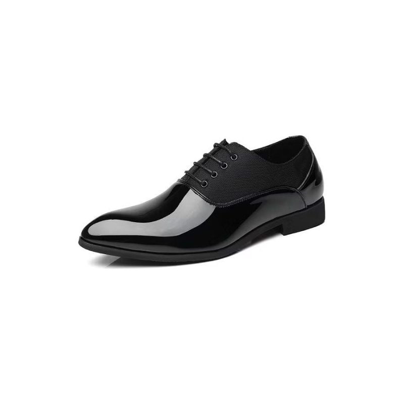 Sapatos Casuais Masculinos Com Estampa Sólida E Cadarços - Preto