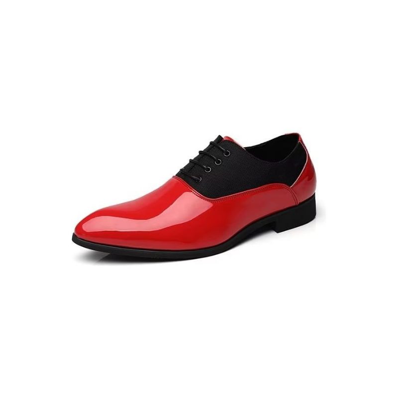 Sapatos Casuais Masculinos Com Estampa Sólida E Cadarços - Vermelho