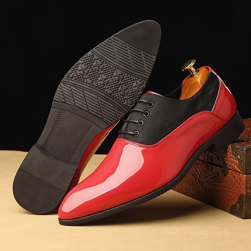 Sapatos Casuais Masculinos Com Estampa Sólida E Cadarços - Vermelho