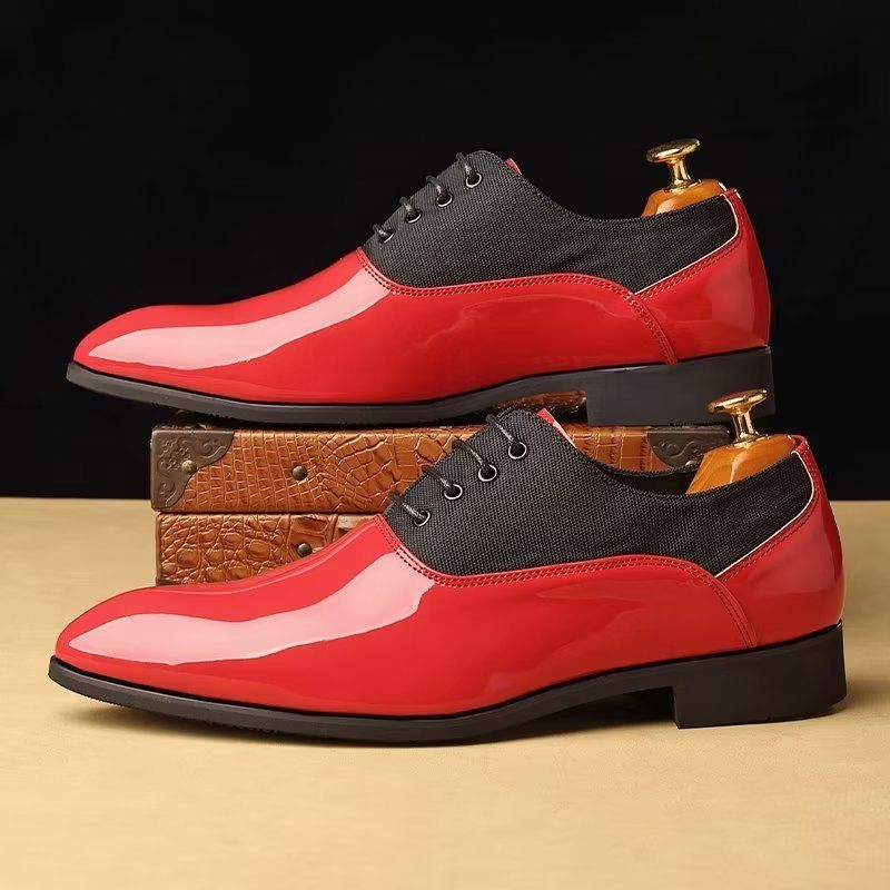 Sapatos Casuais Masculinos Com Estampa Sólida E Cadarços - Vermelho