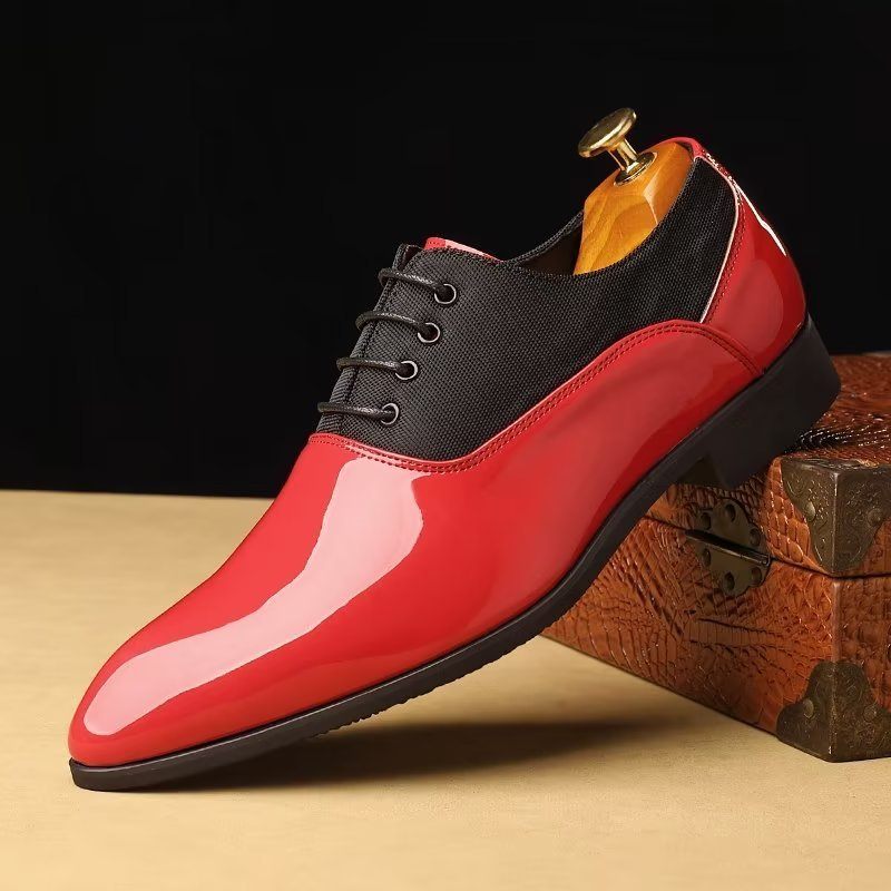 Sapatos Casuais Masculinos Com Estampa Sólida E Cadarços - Vermelho