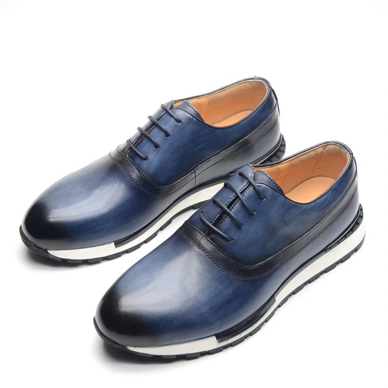 Sapatos Casuais Masculinos Com Estampas Vestido Exótico Cadarço -  Azul