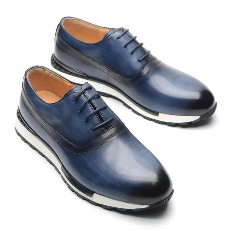 Sapatos Casuais Masculinos Com Estampas Vestido Exótico Cadarço -  Azul