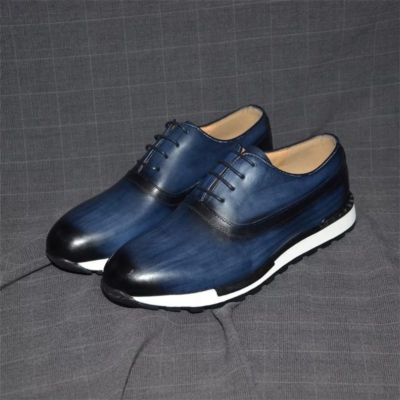 Sapatos Casuais Masculinos Com Estampas Vestido Exótico Cadarço -  Azul