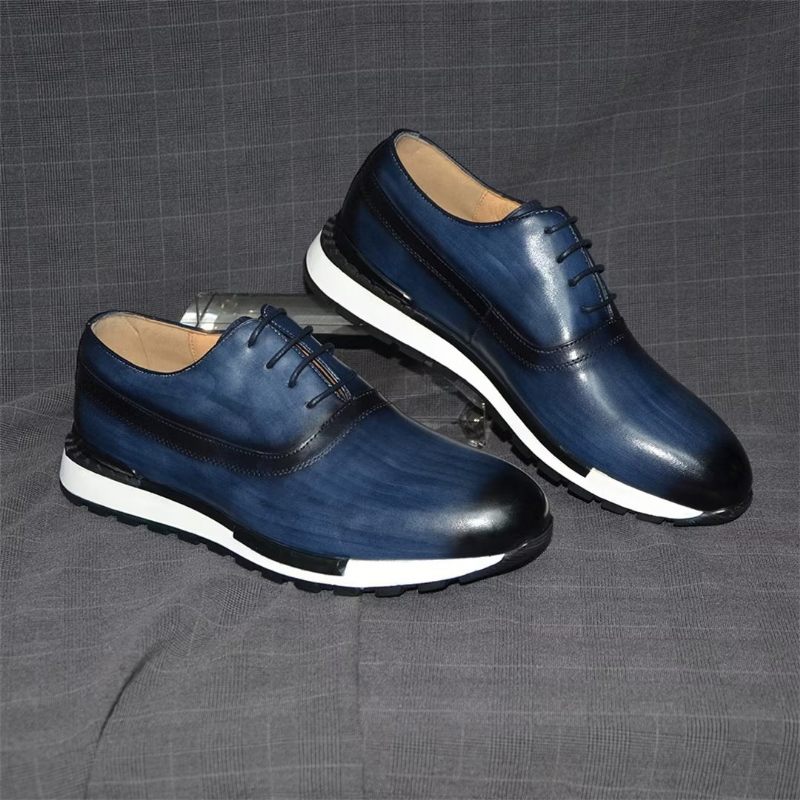 Sapatos Casuais Masculinos Com Estampas Vestido Exótico Cadarço -  Azul