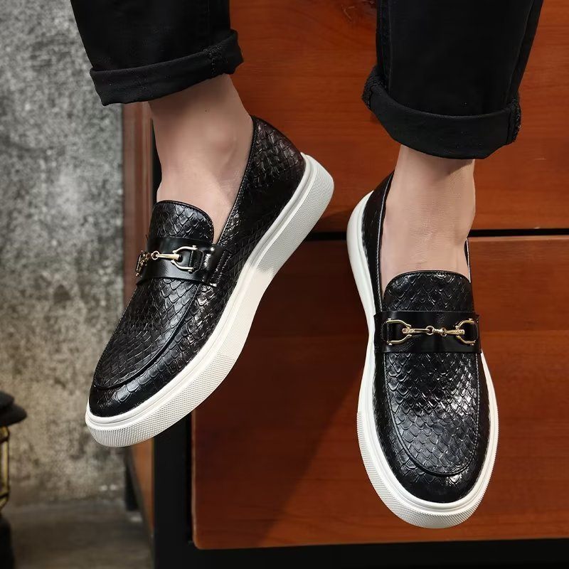 Sapatos Casuais Masculinos Com Plataforma Deslizante - Preto