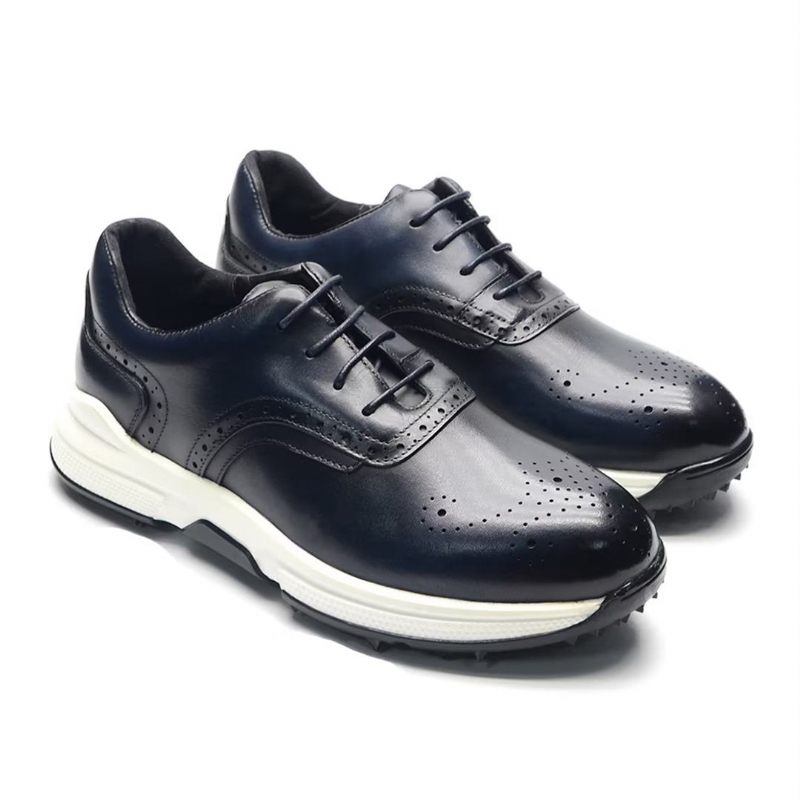 Sapatos Casuais Masculinos Conforto Moderno Couro - Azul