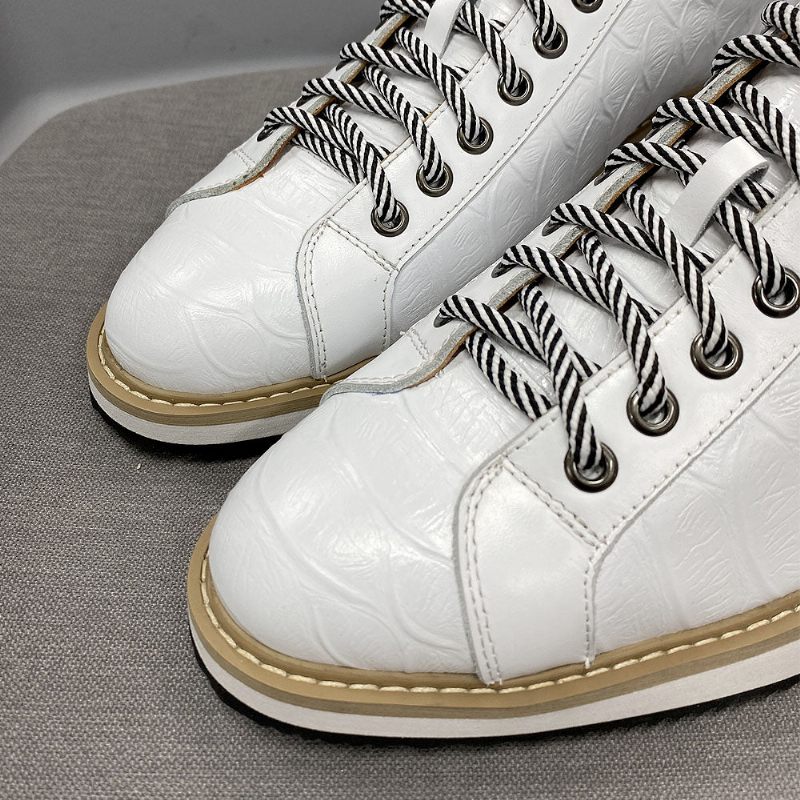 Sapatos Casuais Masculinos Couro Com Cordões - Branco