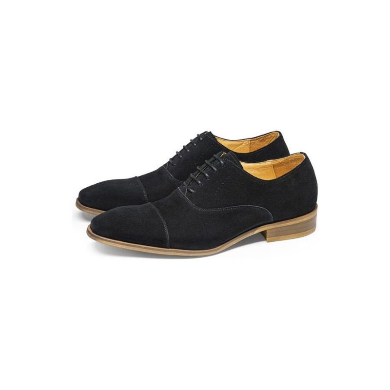 Sapatos Casuais Masculinos Couro Elegante Com Cadarço - Preto