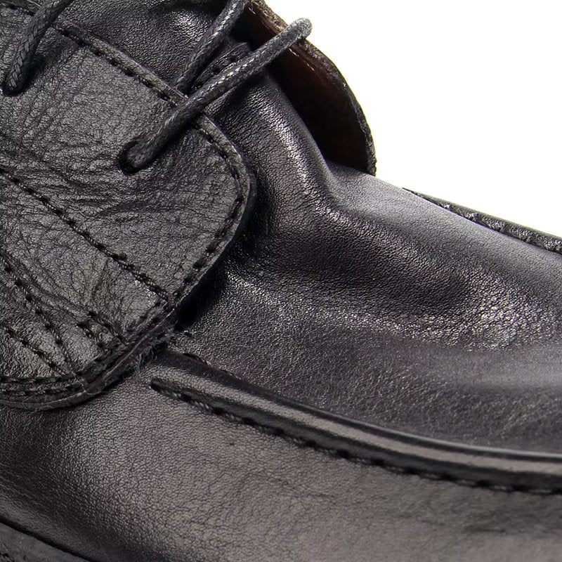 Sapatos Casuais Masculinos Couro Elegante Com Cadarço Tênis Esportivos - Preto