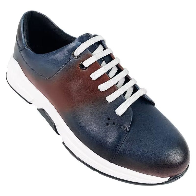 Sapatos Casuais Masculinos Couro Elegante Com Cordões Oxford -  Azul