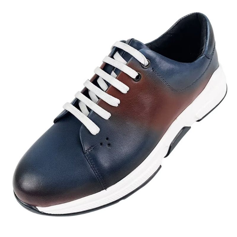 Sapatos Casuais Masculinos Couro Elegante Com Cordões Oxford -  Azul