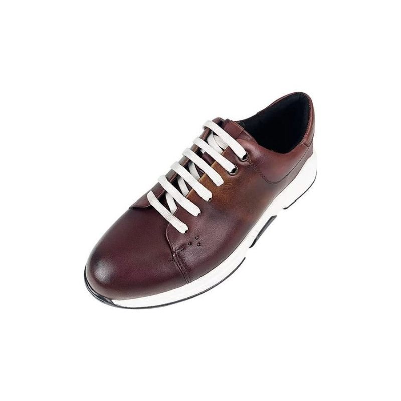 Sapatos Casuais Masculinos Couro Elegante Com Cordões Oxford - Café 