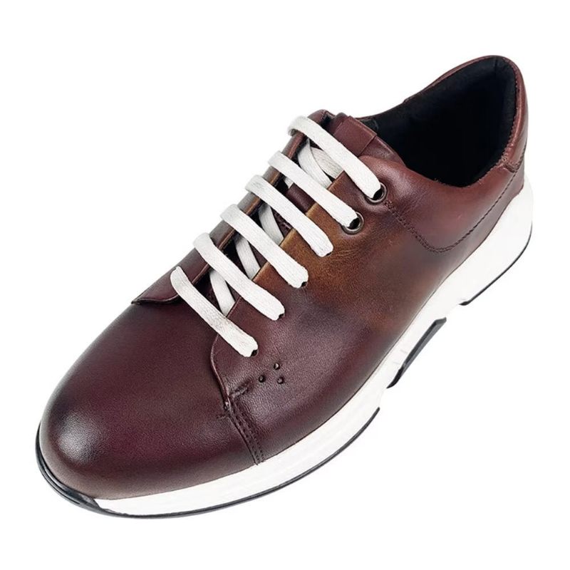 Sapatos Casuais Masculinos Couro Elegante Com Cordões Oxford - Café 