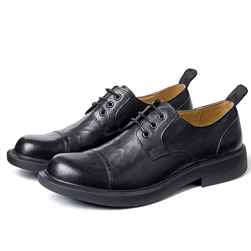 Sapatos Casuais Masculinos Couro Em Relevo - Preto