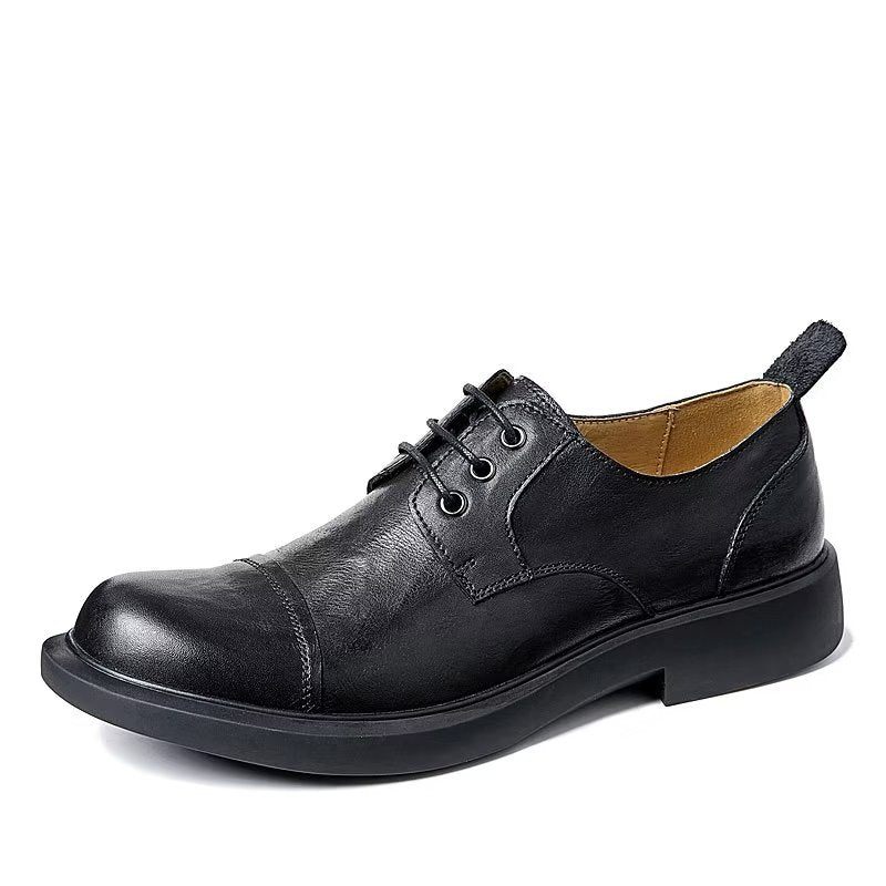 Sapatos Casuais Masculinos Couro Em Relevo - Preto