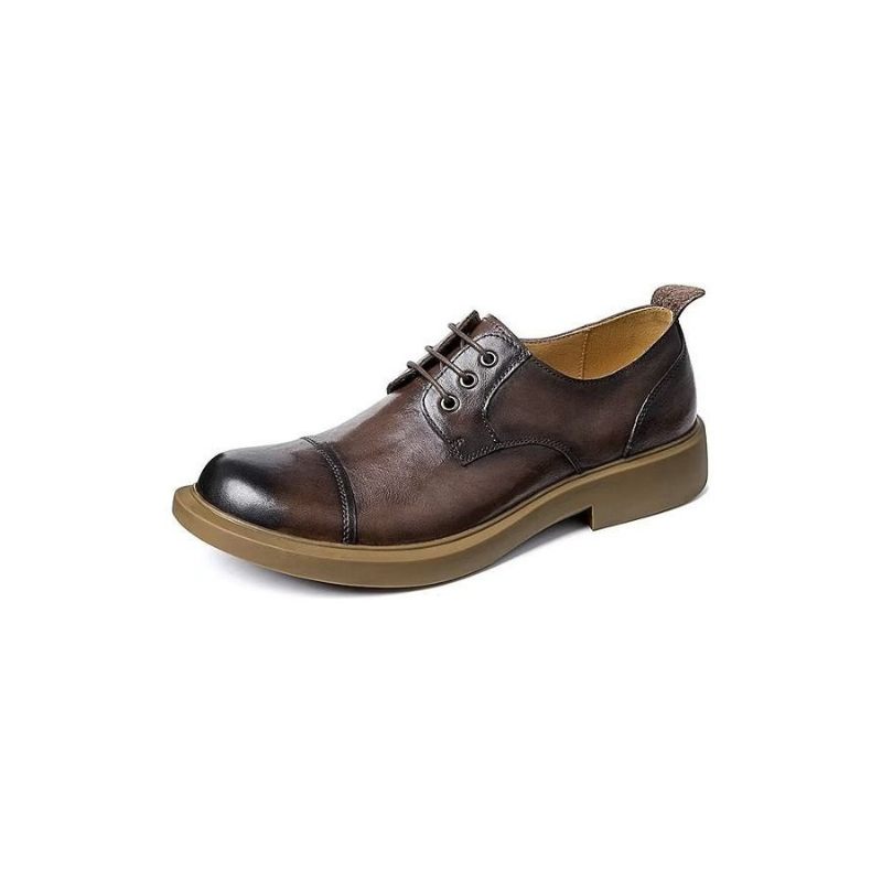 Sapatos Casuais Masculinos Couro Em Relevo - Café