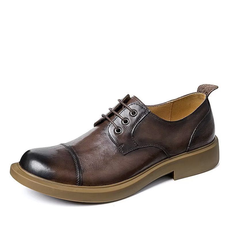 Sapatos Casuais Masculinos Couro Em Relevo - Café