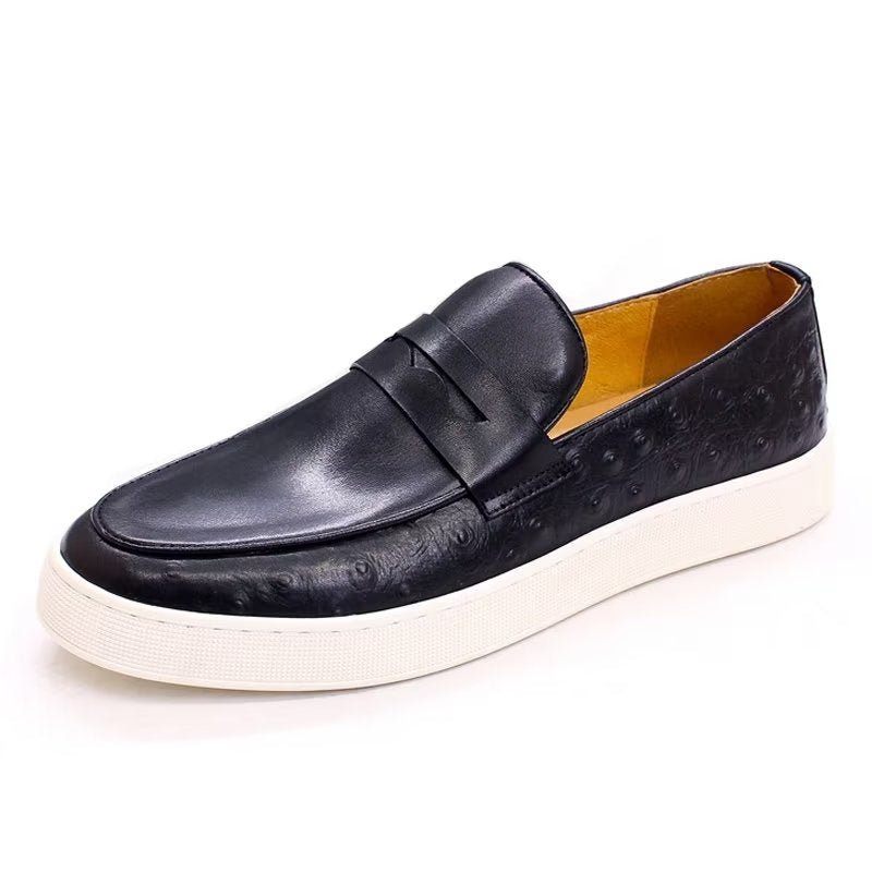 Sapatos Casuais Masculinos Couro Exótico Chic Slip-on - Preto