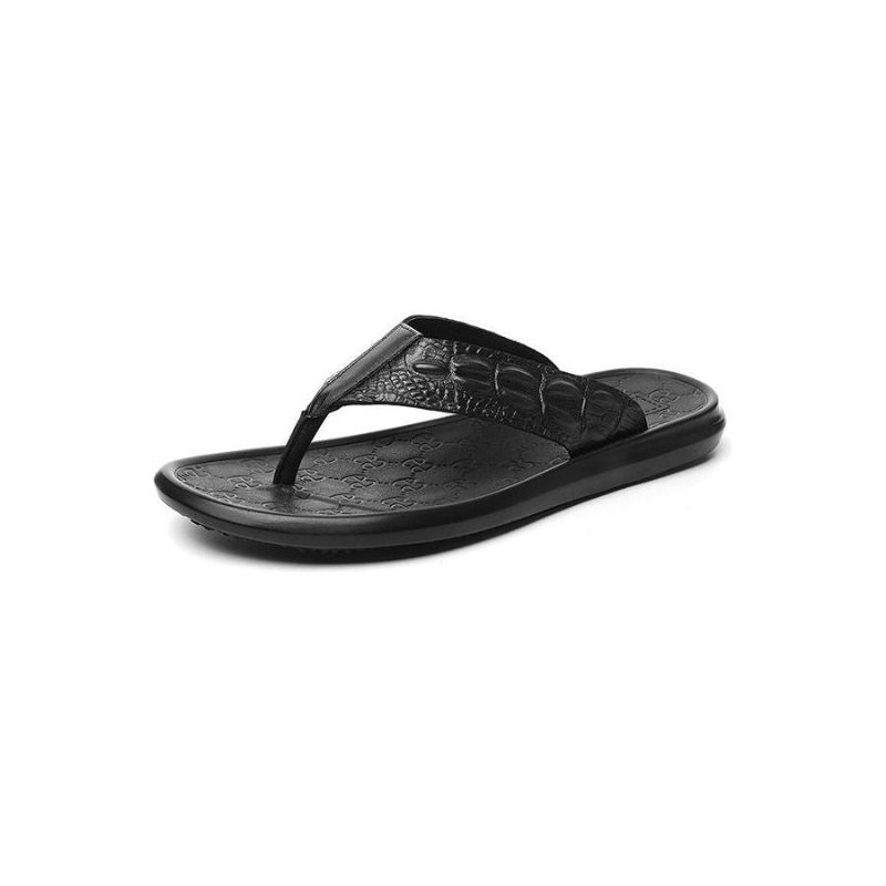 Sapatos Casuais Masculinos Couro Genuíno Textura Crocodilo Sandálias Flip Flop