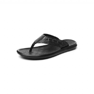 Sapatos Casuais Masculinos Couro Genuíno Textura Crocodilo Sandálias Flip Flop