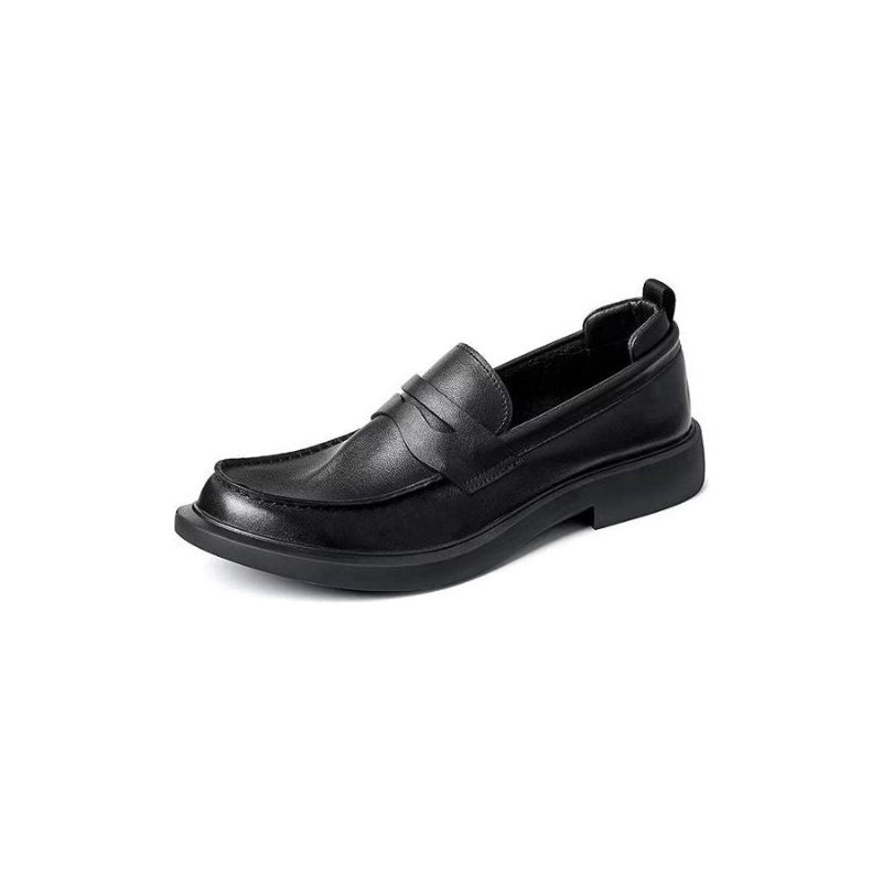 Sapatos Casuais Masculinos Couro Luxo Slip-ons Elegantes Dedo Do Pé Redondo