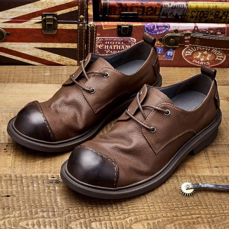 Sapatos Casuais Masculinos Couro Sofisticados - Café