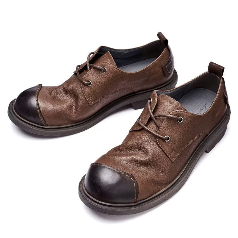 Sapatos Casuais Masculinos Couro Sofisticados - Café