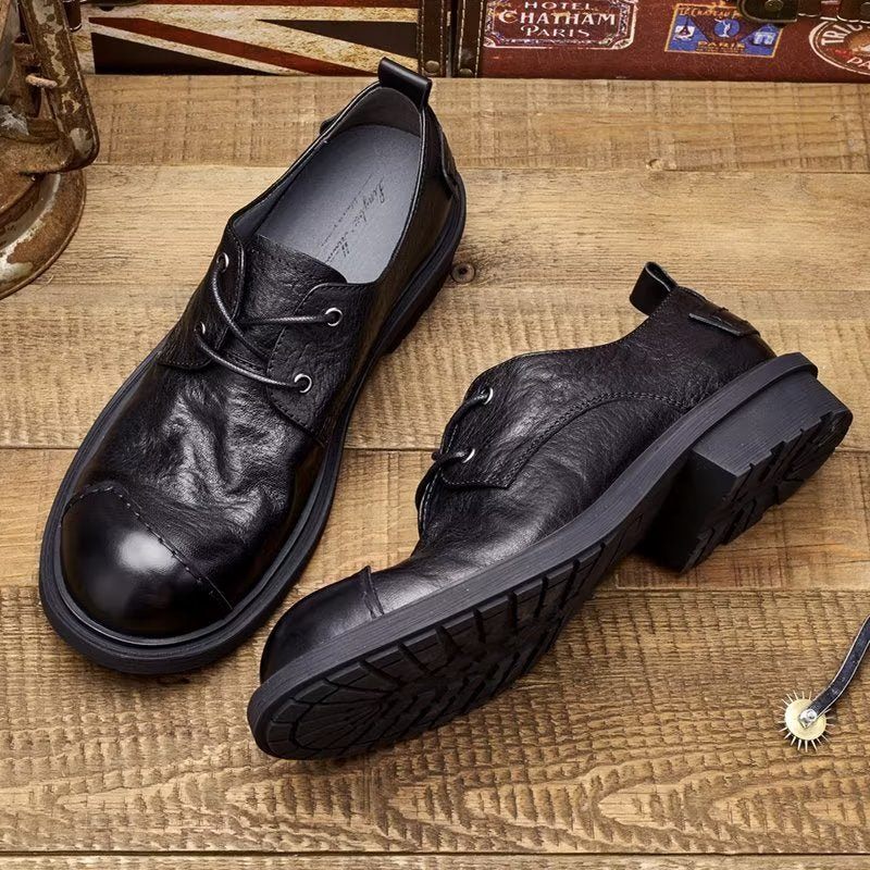 Sapatos Casuais Masculinos Couro Sofisticados - Preto