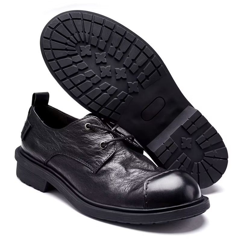 Sapatos Casuais Masculinos Couro Sofisticados - Preto