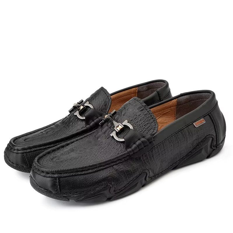 Sapatos Casuais Masculinos Couro Vaca Chiques - Preto