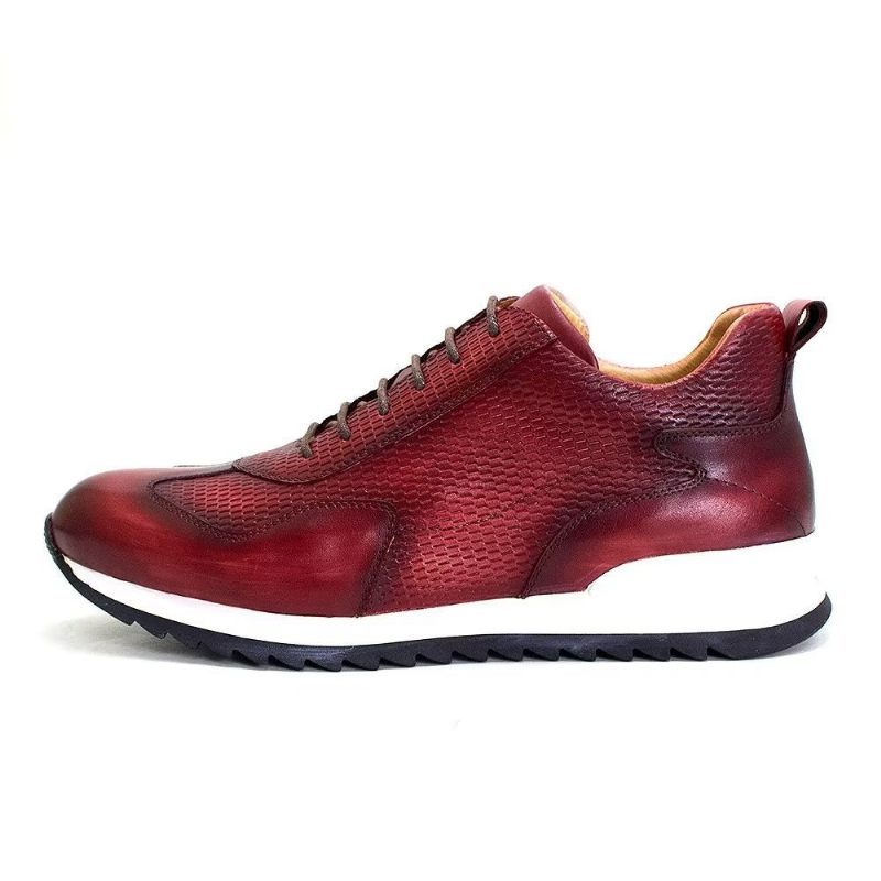 Sapatos Casuais Masculinos Couro Vaca Elegância - Vermelho