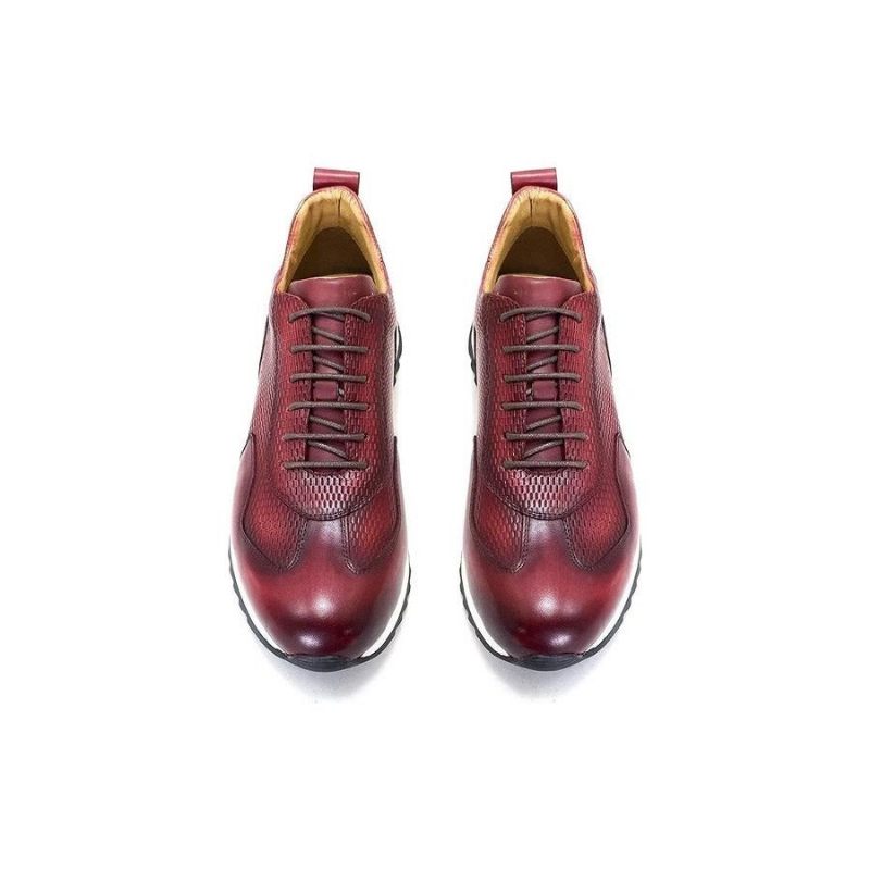 Sapatos Casuais Masculinos Couro Vaca Elegância - Vermelho