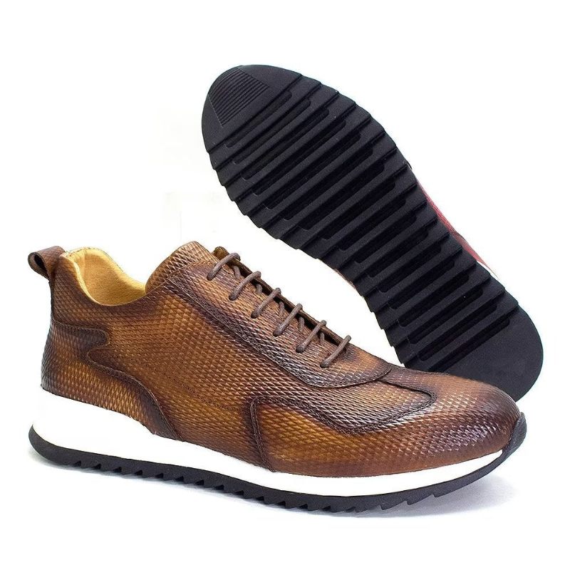 Sapatos Casuais Masculinos Couro Vaca Elegância - Café