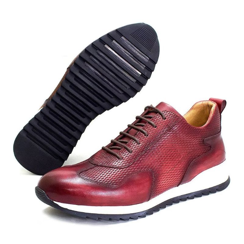 Sapatos Casuais Masculinos Couro Vaca Elegância - Vermelho