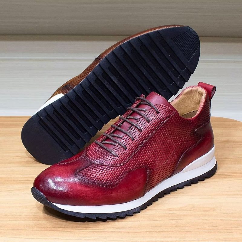 Sapatos Casuais Masculinos Couro Vaca Elegância - Vermelho