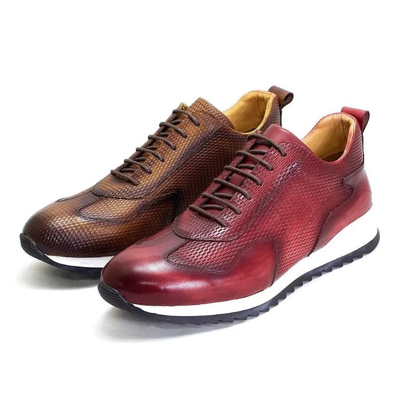 Sapatos Casuais Masculinos Couro Vaca Elegância - Vermelho