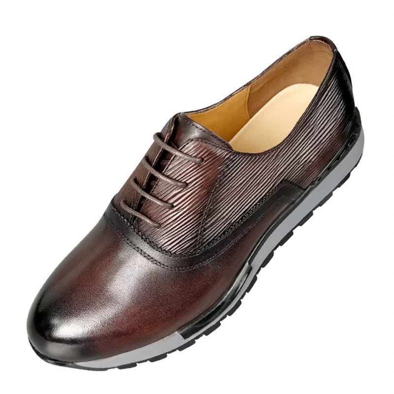 Sapatos Casuais Masculinos Couro Vaca Elegante - Marrom