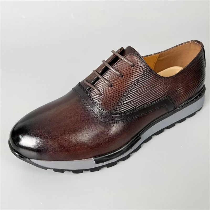 Sapatos Casuais Masculinos Couro Vaca Elegante - Marrom