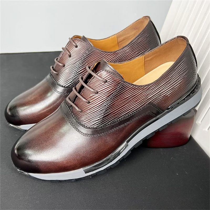 Sapatos Casuais Masculinos Couro Vaca Elegante - Marrom