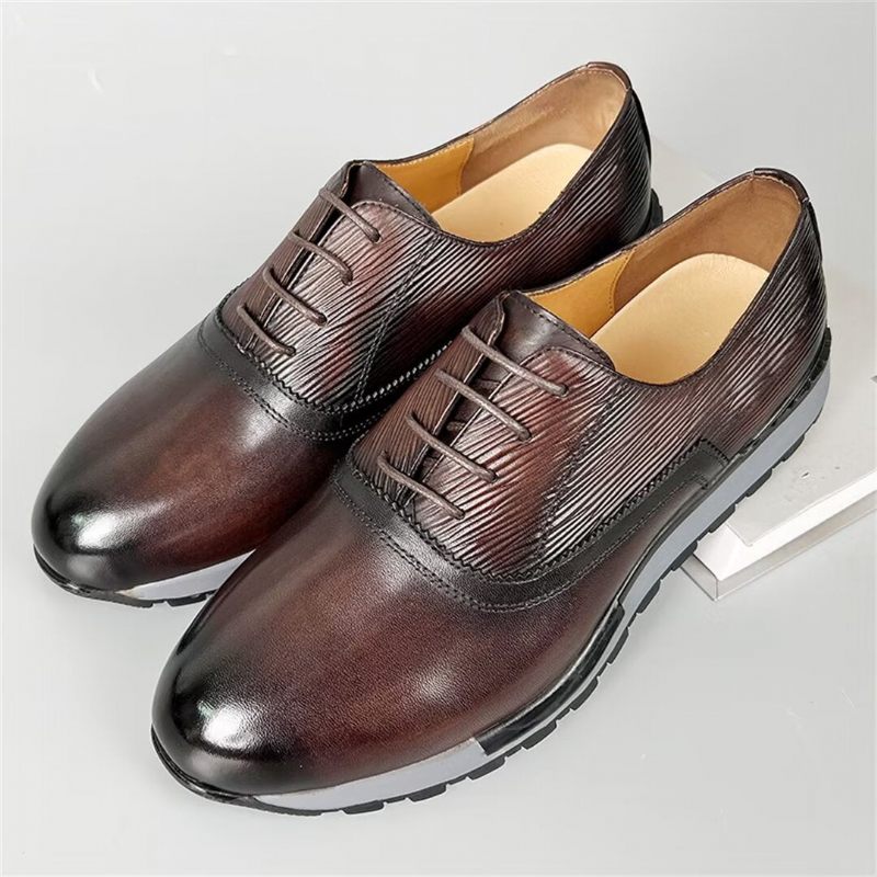 Sapatos Casuais Masculinos Couro Vaca Elegante - Marrom