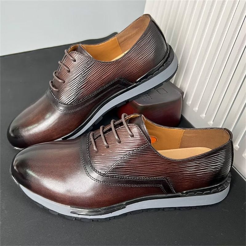 Sapatos Casuais Masculinos Couro Vaca Elegante - Marrom