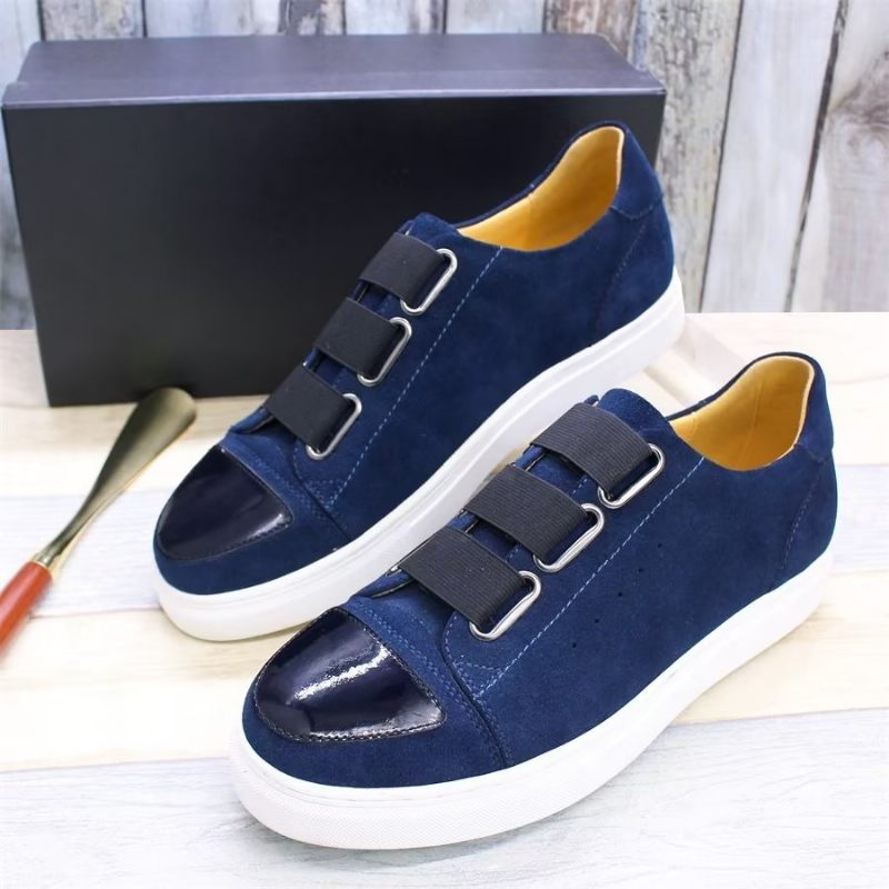 Sapatos Casuais Masculinos Couro Vaca Luxo Pintados À Mão - Azul