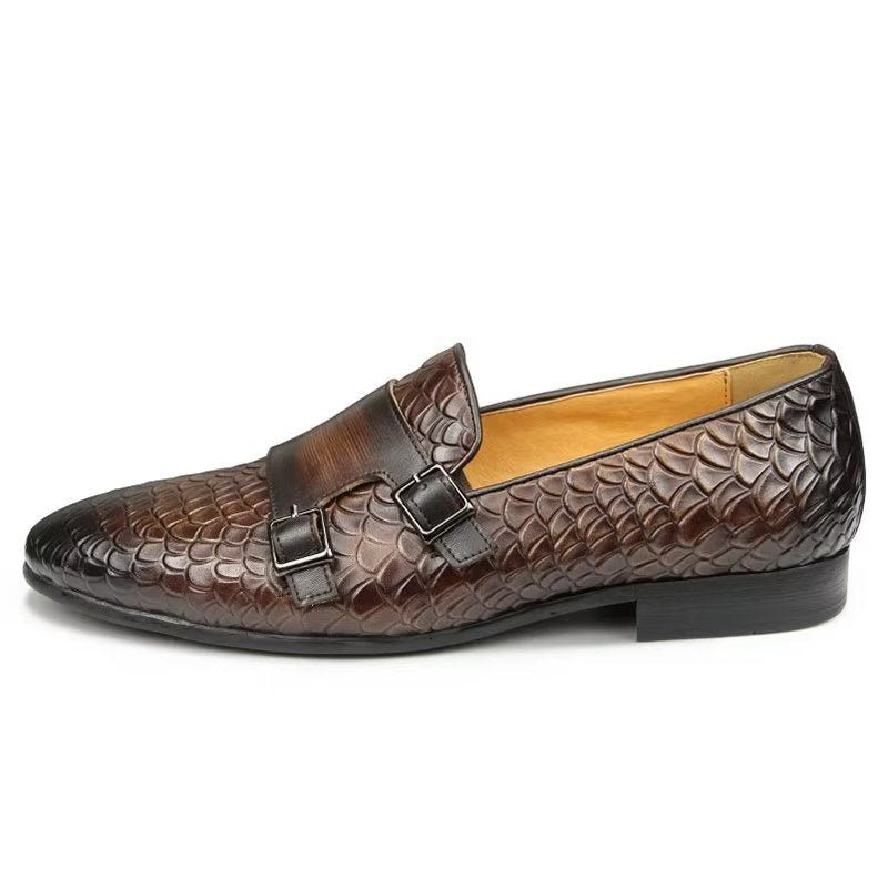 Sapatos Casuais Masculinos Croc Padrão Elegante Deslizamento Em Mocassins - Café