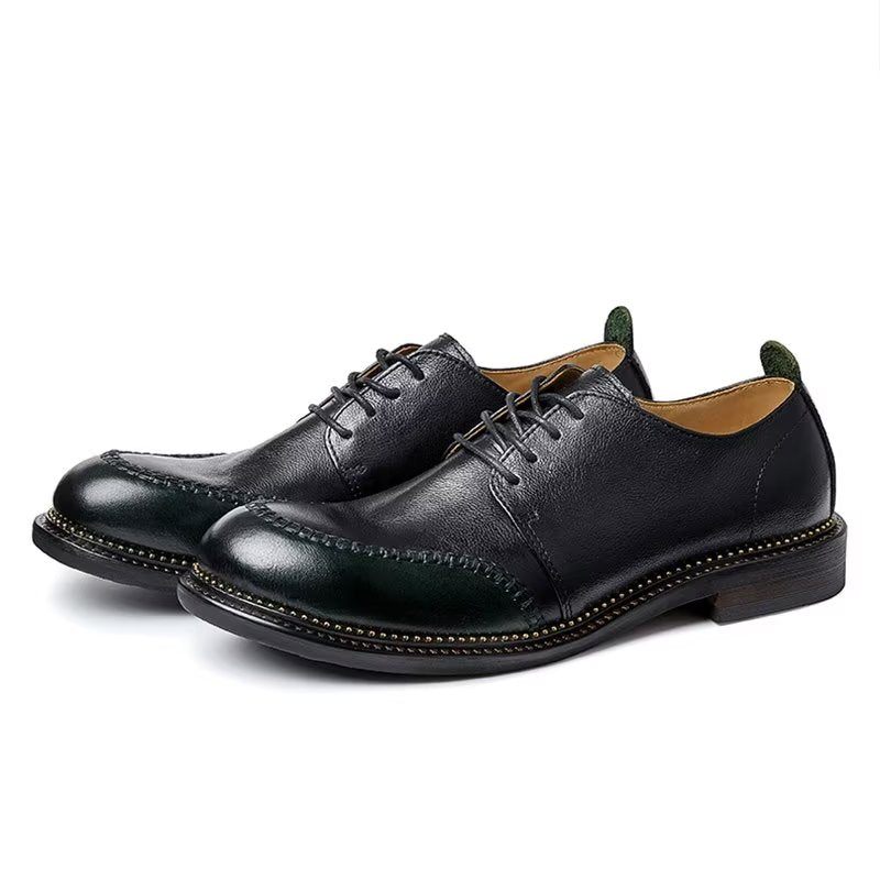 Sapatos Casuais Masculinos Dedo Redondo Chic Lace-up - Preto